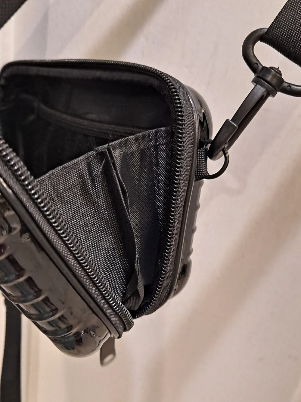 Travel Black Gloss Mini Suitcase  Crossbody Hard-Shell Satchel Messenger Bag